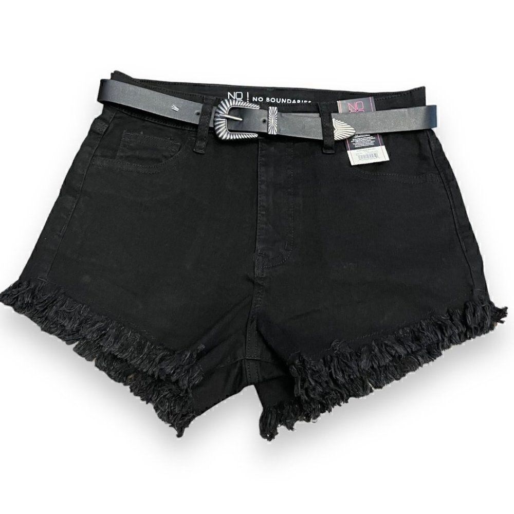 Black Cut off  Shorts With Belt